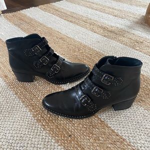 Paul Green Black Leather Booties